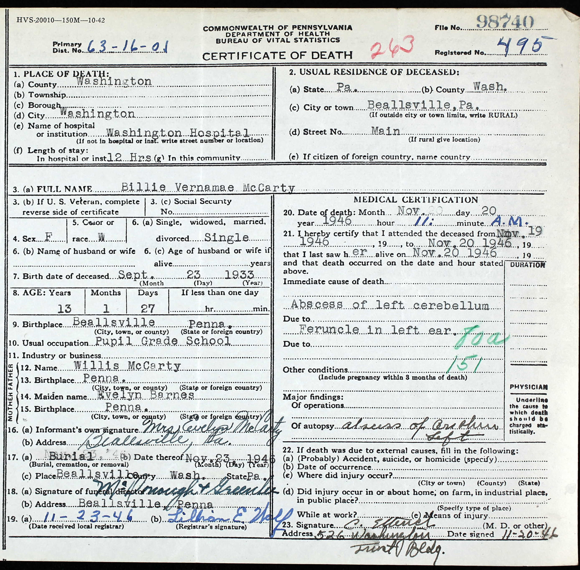death certificate